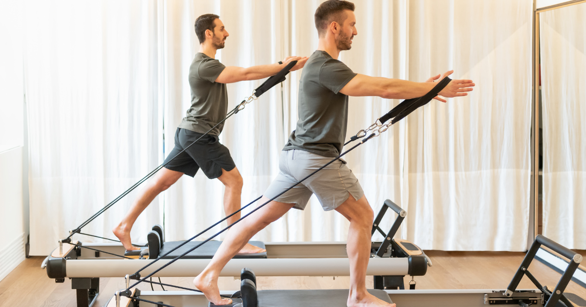 a man doing pilates