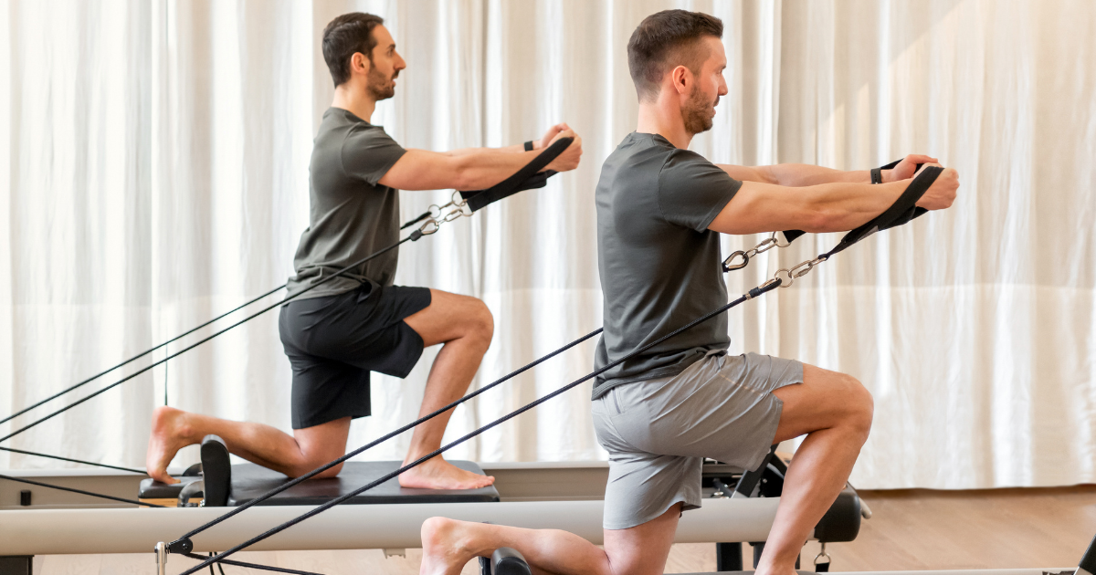 a man doing pilates